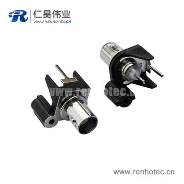 EB-001-0002 BNCpcb射頻連接器50歐姆黑色塑膠外殼絕緣直式母頭