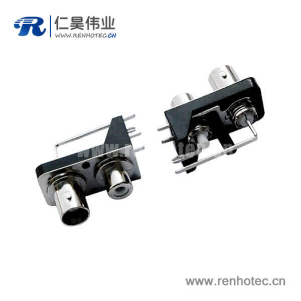 EB-001-0005 BNC射頻pcb連接器帶RCA絕緣同軸黑色塑膠外殼彎式母頭