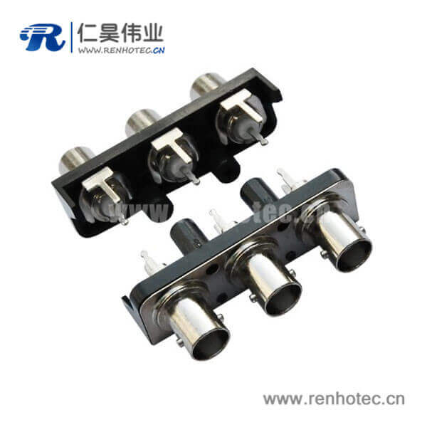 EB-001-0009 bnc1X3連接器黑色塑膠外殼直式接頭