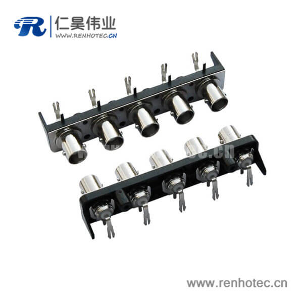 EB-001-0012 bnc高清視頻連接器黑色塑膠外殼彎式母頭PCB電路板