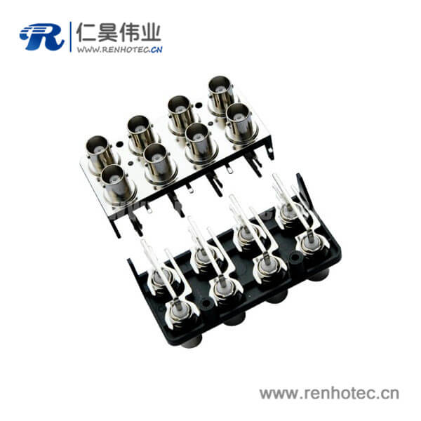 EB-001-0015 BNC連接器PCB板端rca 母頭8同軸鋅合金50歐姆彎式
