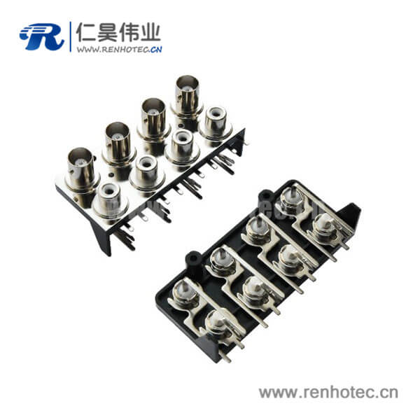 EB-001-0018 BNC射頻同軸多孔連接器帶RCA彎式母頭接pcb板