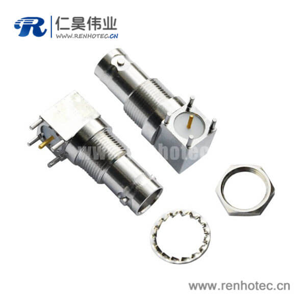 EB-001-0031 bnc同軸電纜連接器 75歐姆方形5引腳彎式母頭 PCB板