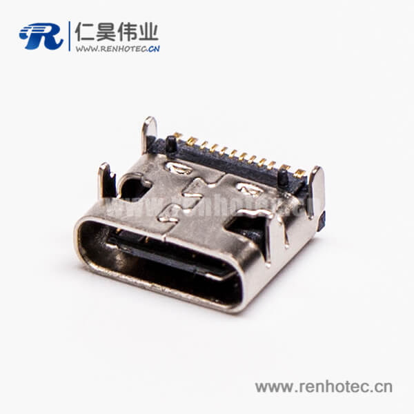 7 type c 連接器usb3.0母頭彎式單排SMT接板