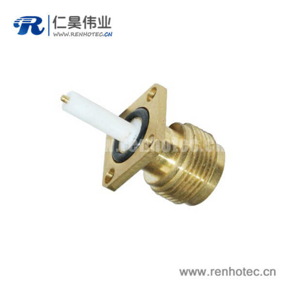 DOSIN-805-0009 n母頭射頻連接器直式防水鍍金4孔法蘭盤面板安裝
