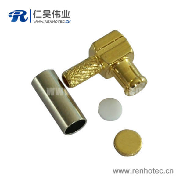 RHT-617-0008 壓接式公頭mcx射頻同軸連接器接rf連接線RG316彎頭