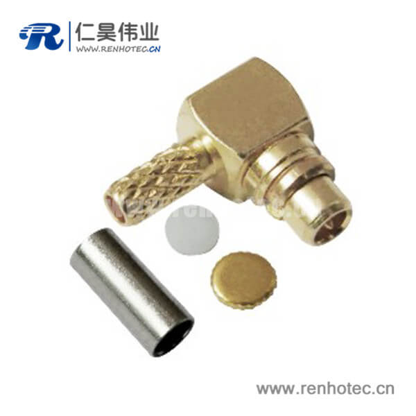 mmcx連接器公頭彎式壓接射頻同軸線纜