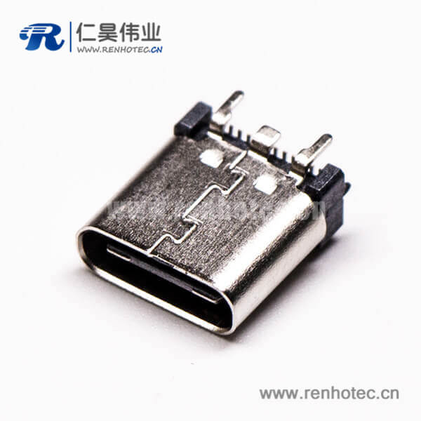 2 Type C USB3.1直立式180度母頭貼板式接PCB板