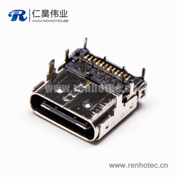 3 usb 3.1 type c接口彎式90度母頭貼板插板接PCB板