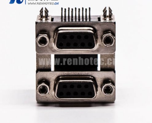 雙層d sub連接器9針母對(duì)母鉚鎖黑膠接PCB板
