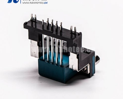 D-Sub連接器9針公對高架5.8鉚鎖黑膠接PCB板