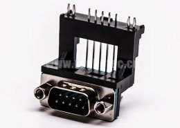 D-Sub連接器9針公對高架5.8鉚鎖黑膠接PCB板