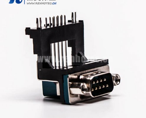 D-Sub連接器9針公對高架5.8鉚鎖黑膠接PCB板