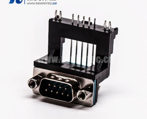 D-Sub連接器9針公對高架5.8鉚鎖黑膠接PCB板