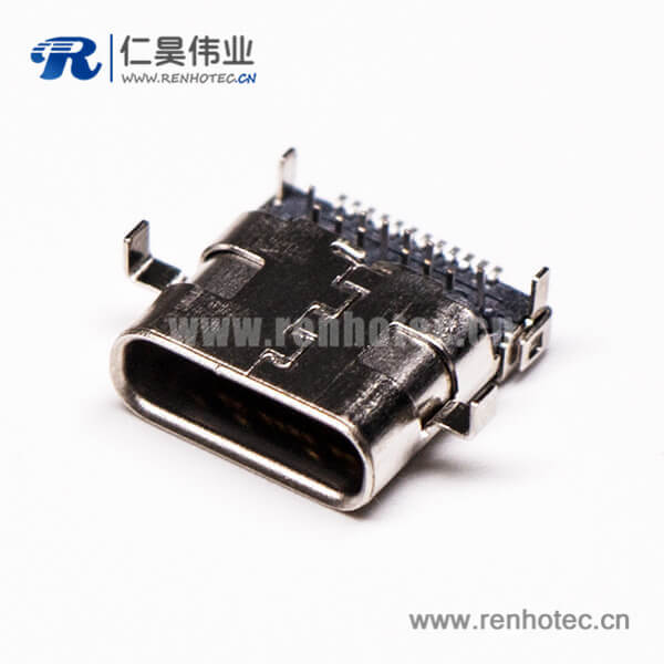 6 usb3.1type c母座彎頭90度沉板式插板smt