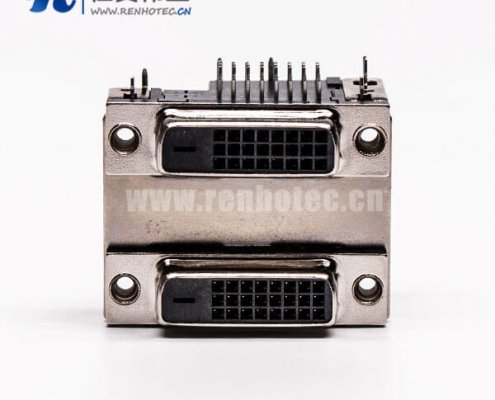 DVI24+1連接器雙胞胎母頭彎式魚叉插PCB板連接器