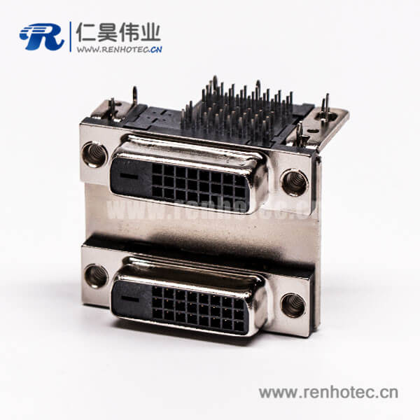 67 DVI24+1連接器雙胞胎母頭彎式魚叉插PCB板連接器