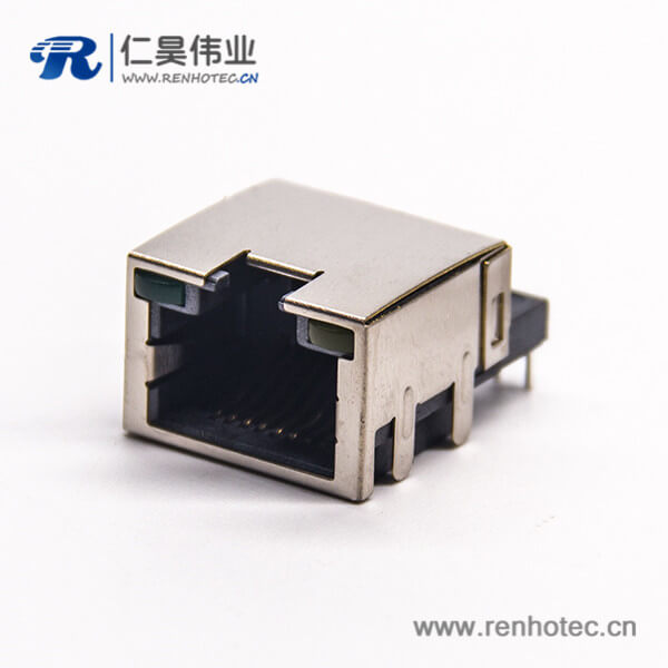 rj45沉板彎式插座帶屏蔽插板式接PCB板帶燈 rj45沉板彎式插座帶屏蔽插板式接PCB板帶燈