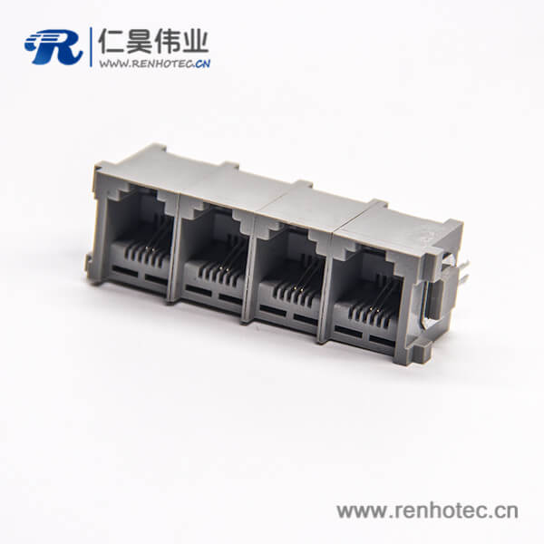 rj11座6P2C連接器1×4插板式接PCB板塑膠外殼 rj11座6P2C連接器1x4插板式接PCB板塑膠外殼