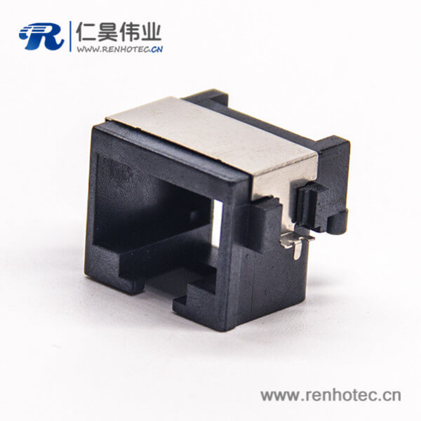 rj45網口母座8p8c彎式90度貼板黑色塑膠外殼非屏蔽 rj45網口母座8p8c彎式90度貼板黑色塑膠外殼非屏蔽