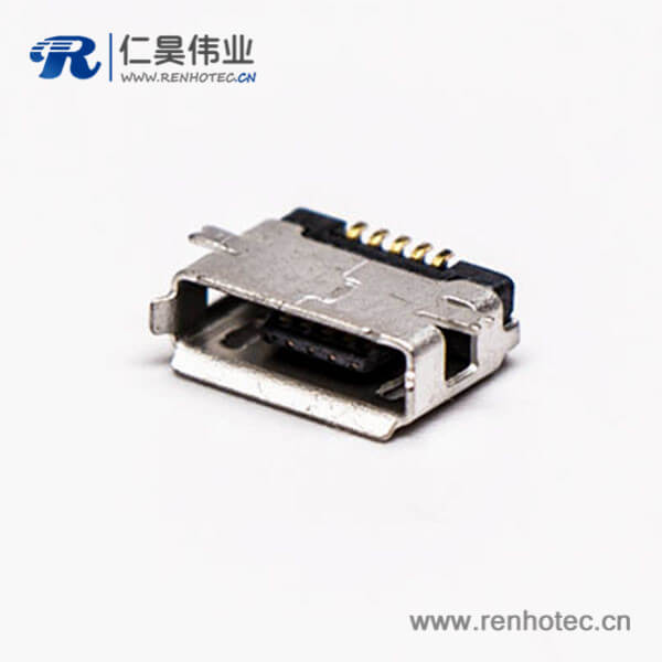 usb micro接口5pin母座直式全貼板SMT usb micro接口5pin母座直式全貼板SMT