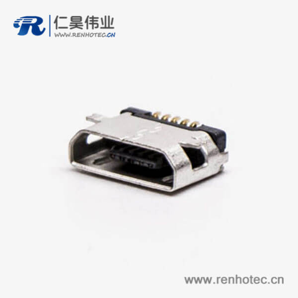 micro usb 接口B型母頭SMT全貼板5針平口連接器 micro usb 接口B型母頭SMT全貼板5針平口連接器