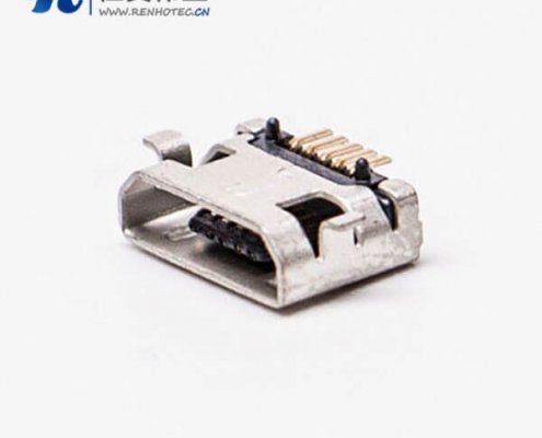 micro usb手機充電接口SMT全貼5針加寬型連接器