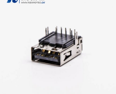 usb3.0母座接口type a彎式塑膠加長(zhǎng)型插板帶魚叉腳