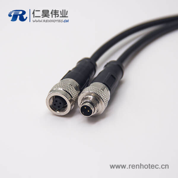 4芯電纜連接器直式公轉母組裝電纜接頭