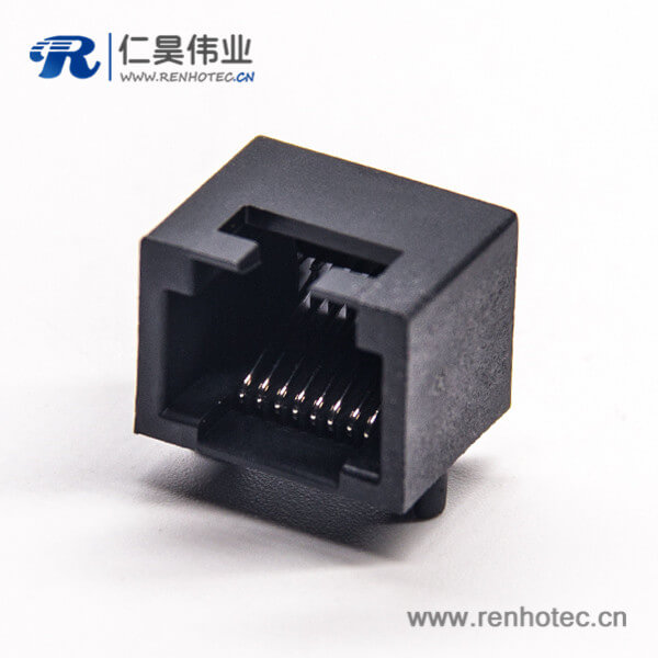 rj45插座模塊黑色全塑外殼8p8c彎式dip接PCB板 rj45插座模塊黑色全塑外殼8p8c彎式dip接PCB板