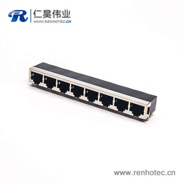 8口rj45插座全屏蔽以太網(wǎng)連接器彎式插板1*8 8口rj45插座全屏蔽以太網(wǎng)連接器彎式插板1*8