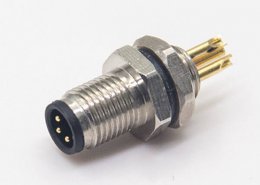 螺紋接頭M5航空插座3pin焊線式防水板前安裝連接器