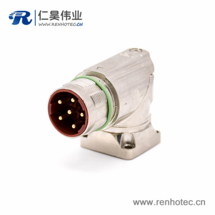 6芯插座 M40 系列彎式防水四孔法蘭工業連接器