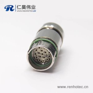M23防水連接頭17芯母插頭直式航空插頭鋅合金外殼材質工業連接器