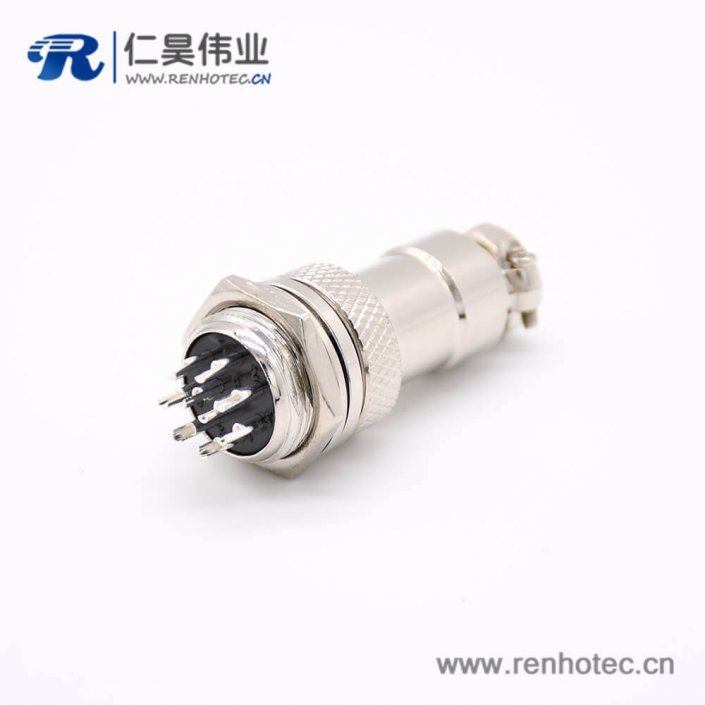 GX16航空插頭母頭轉公插座9芯常規款直式后鎖穿墻焊線連接器