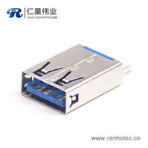 usb母座3.0不帶卷邊藍膠1U'13.5mmLCP