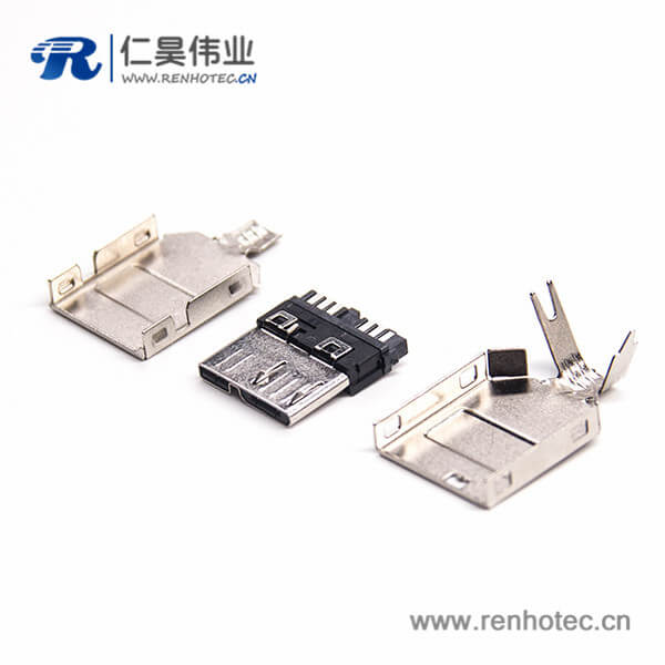 3.0 micro usb連接器公頭焊線 9p三件套