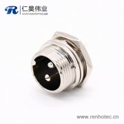 GX16 2芯母插頭轉公插座常規款直式圓形后鎖穿墻焊線連接器
