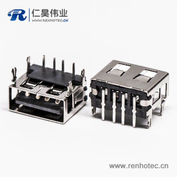 2.0usb彎母座封裝黑色膠芯帶魚叉腳插板 2.0usb彎母座封裝黑色膠芯帶魚叉腳插板