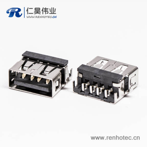usb母座沉板type a黑色膠芯彎式 usb母座沉板type a黑色膠芯彎式