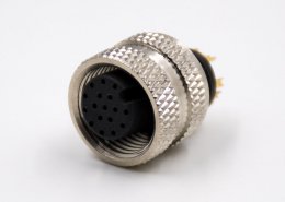 M12傳感器連接器組裝接頭A扣直式注塑焊線式17芯母頭不帶屏蔽