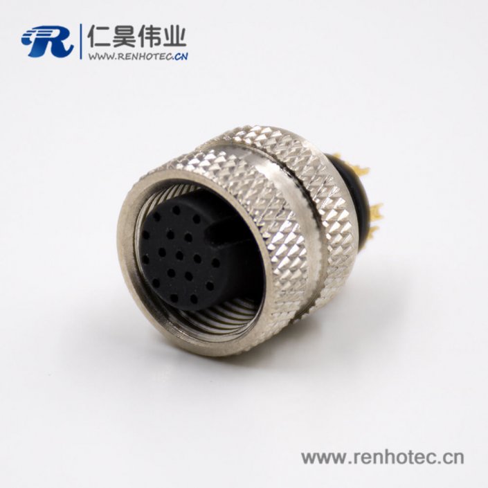 M12傳感器連接器組裝接頭A扣直式注塑焊線式17芯母頭不帶屏蔽 M12傳感器連接器組裝接頭A扣直式注塑焊線式17芯母頭不帶屏蔽