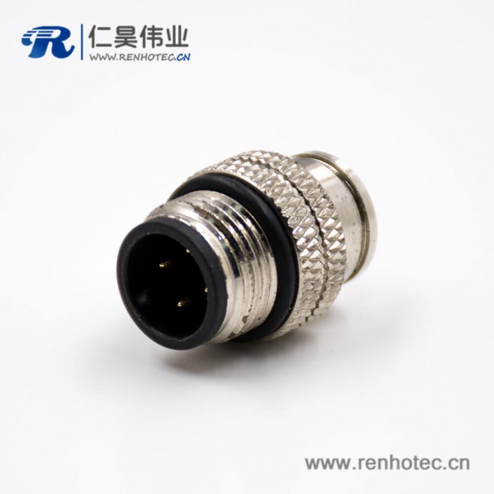 M12連接器A扣公頭直式注塑焊線式帶屏蔽4芯組裝接頭傳感器 M12連接器A扣公頭直式注塑焊線式帶屏蔽4芯組裝接頭傳感器