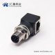 m12連接器轉rj45彎式轉接頭8芯前鎖板轉RJ45網絡接口m12公頭
