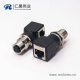 m12插座轉rj45連接器m12A型母頭轉RJ45彎式插座