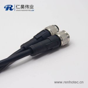 m12標準電纜A編碼5芯母頭直式180度不帶屏蔽雙邊注塑線1M AWG22