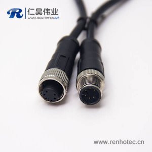 m12 6芯電纜插頭180度注塑線纜不帶屏蔽A編碼1M AWG24