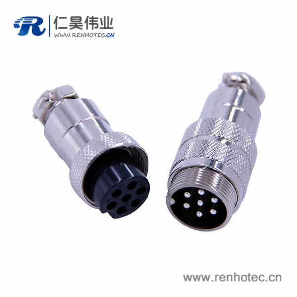 防水連接器7芯GX20直式對接航空插頭公母