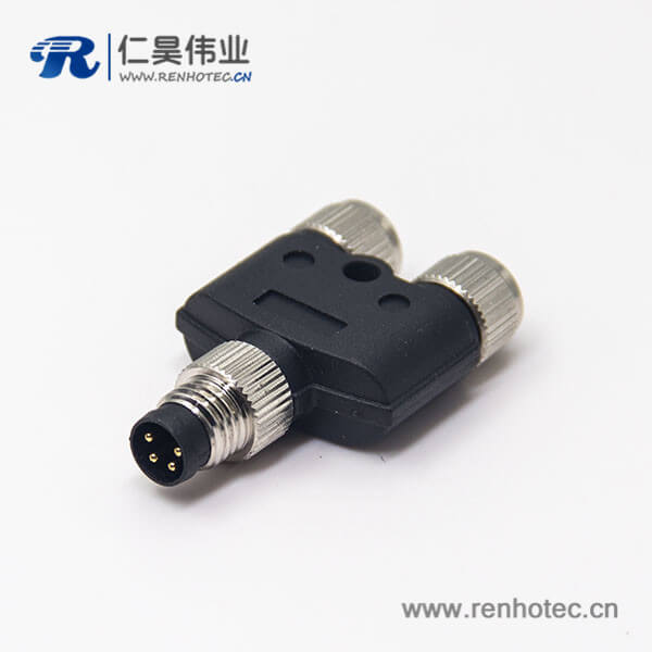 m8 y型連接器一公轉兩母4pin轉接頭