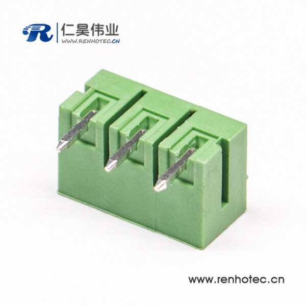 3pin90度彎式PCB板穿孔式綠色端子插拔式對接端子